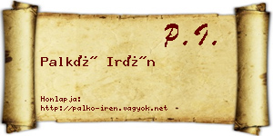 Palkó Irén névjegykártya