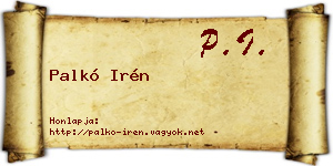 Palkó Irén névjegykártya